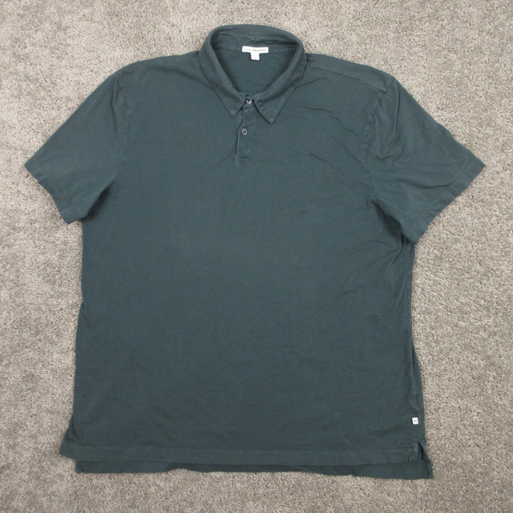 James Perse Polo Shirt Men 4 Green Solid Supima Cotton Made In USA Golf Standard